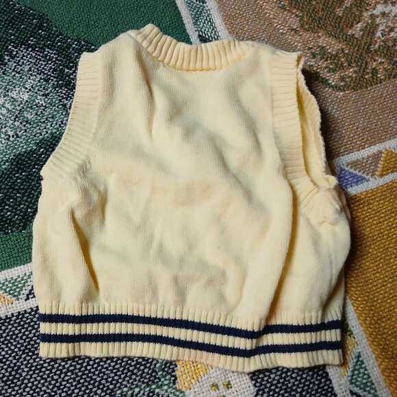0-3M Infant Baby Yellow & Navy Knitted Vest - Picture 4 of 5